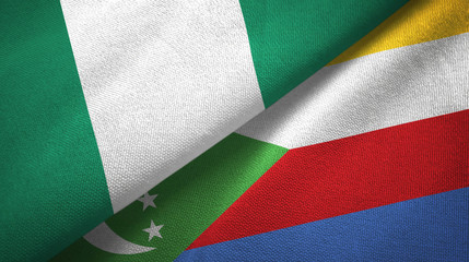 Nigeria and Comoros two flags textile cloth, fabric texture
