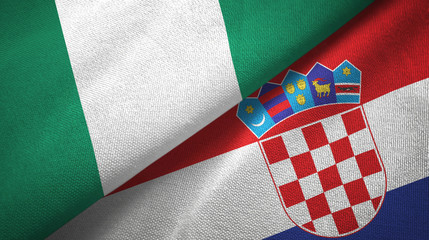 Nigeria and Croatia two flags textile cloth, fabric texture