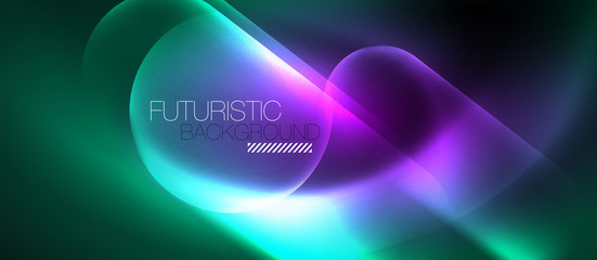 Neon glowing techno lines, hi-tech futuristic abstract background template