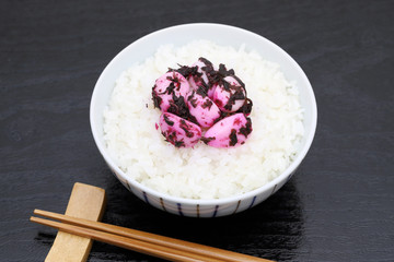 漬物　ニンニク　ご飯