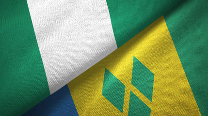 Nigeria and Saint Vincent and the Grenadines two flags textile cloth