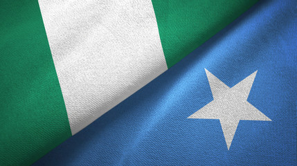 Nigeria and Somalia two flags textile cloth, fabric texture