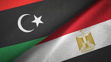 Libya and Egypt two flags textile cloth