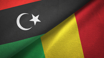 Libya and Mali two flags textile cloth, fabric texture