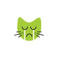 crying face cat emoticon illustrations logo concept