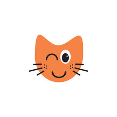 Flashing Cat emoticon illustration logo concept