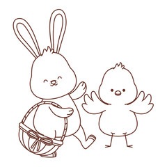 Happy  farm animals outline