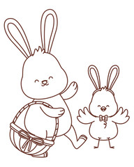 Happy  farm animals outline