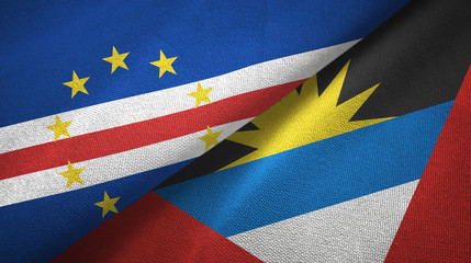 Cabo Verde and Antigua and Barbuda two flags textile cloth, fabric texture 