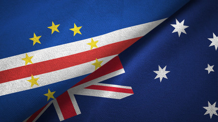 Cabo Verde and Australia two flags textile cloth, fabric texture 