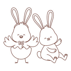 Happy  farm animals outline