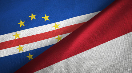 Cabo Verde and Indonesia two flags textile cloth, fabric texture