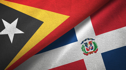 East Timor and Dominican Republic two flags textile cloth, fabric texture