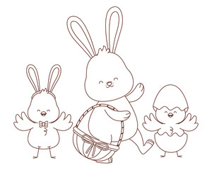 Happy farm animals outline