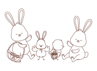 Happy  farm animals outline