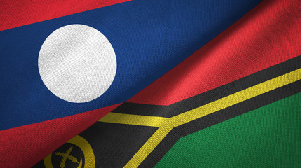 Laos and Vanuatu two flags textile cloth, fabric texture