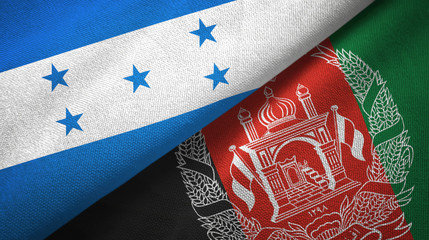 Honduras and Afghanistan two flags textile cloth, fabric texture 