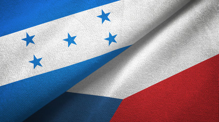Honduras and Czech Republic two flags textile cloth, fabric texture