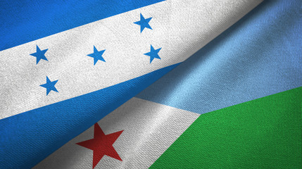 Honduras and Djibouti two flags textile cloth, fabric texture