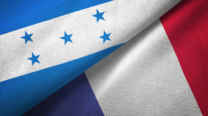 Fototapeta premium Honduras and France two flags textile cloth, fabric texture