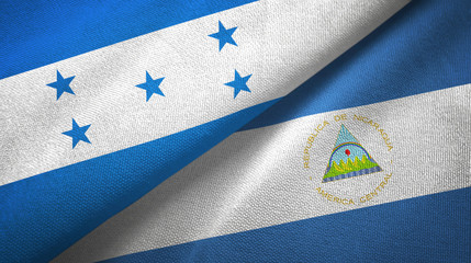 Honduras and Nicaragua two flags textile cloth, fabric texture