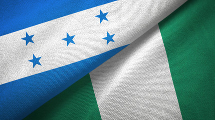 Honduras and Nigeria two flags textile cloth, fabric texture