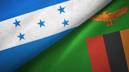 Honduras and Zambia two flags textile cloth, fabric texture