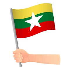 Burma flag in hand