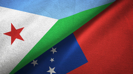 Djibouti and Samoa two flags textile cloth, fabric texture