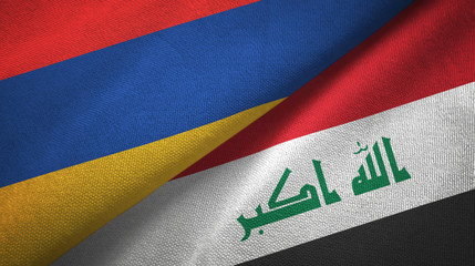 Armenia and Iraq two flags textile cloth