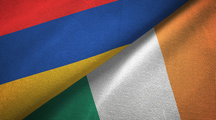 Armenia and Ireland two flags textile cloth, fabric texture
