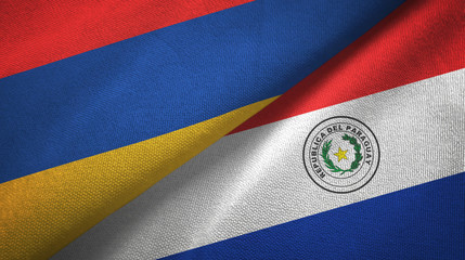 Armenia and Paraguay two flags textile cloth, fabric texture