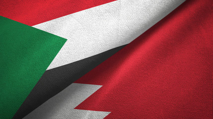 Sudan and Bahrain two flags textile cloth, fabric texture 