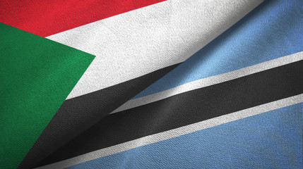Sudan and Botswana two flags textile cloth, fabric texture 