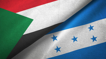 Sudan and Honduras two flags textile cloth, fabric texture