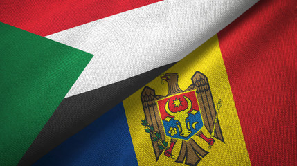 Fototapeta premium Sudan and Moldova two flags textile cloth, fabric texture