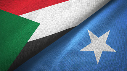Sudan and Somalia two flags textile cloth, fabric texture