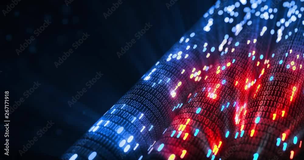 Poster hacking red and blue digital binary code matrix 01 background. hacker, dark web, matrix, digital dat