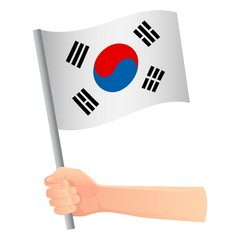 south korea flag in hand