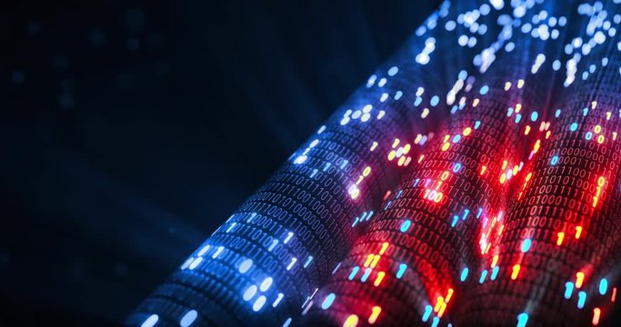 Hacking red and blue digital binary code matrix 01 background. Hacker, dark web, matrix, Digital data code in safety security technology concept. 3D rendering