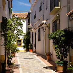Fototapeta na wymiar Typical Andalucia Spain old village whitewashed houses town street
