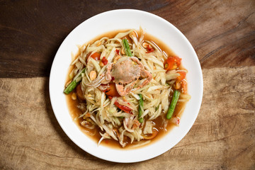 Spicy papaya salad, Thai food (Som Tum)