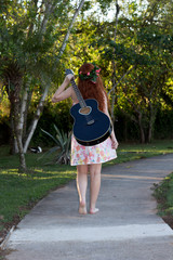 Girl with the guitar, park, music