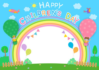 Obraz na płótnie Canvas Children's day rainbow frame