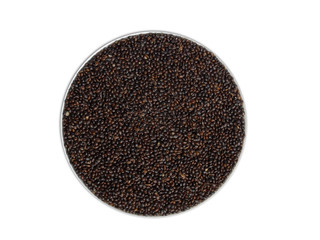 Millet black seed fodder and food on white background isolate