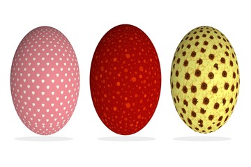 3d rendering of easter eggs isolated on white background