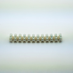 Concept photo of an electrical device in electrical wiring for connecting wires on a white background. Great for the catalog of a modern online store.