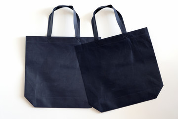 Navy blue  blank tote bag mock up design on white background