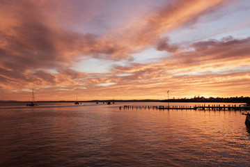 Corinella boat ramp at sunrise viewed from the side