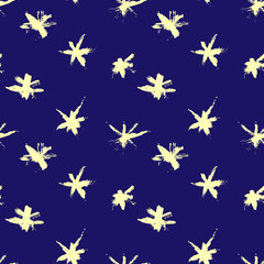 Hand drawn grunge stars seamless pattern. Modern ink background. Dry brush print with stars for decoration. Vector illustration.